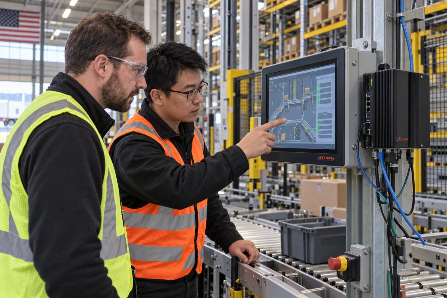 Engineers commissioning LOONG industrial computers