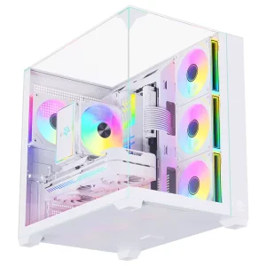 015 PRO ATX Mid Tower Gaming PC Case with Three-Sided Tempered Glass and Type-C Panel