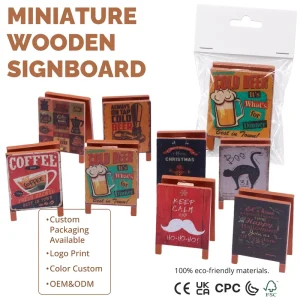 1 12 Dollhouse Mini Wooden Signboard Photo Clip Retro Blackboard Easel Stand Cafe Bar Pub Shop Decor OEM Factory