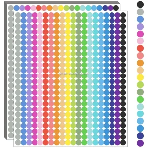 1/4″ Colored Dot Stickers 480 PCS/Sheet Handwritten Round Classification Coding Labels