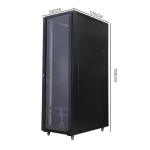 1.8m Floor-Standing Server Cabinet 1840×600×1000mm SPCC Steel with Coated Tempered Glass Door