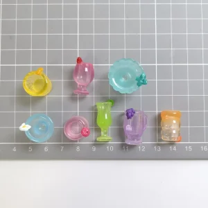100 Pcs Bag Lovely Mini Fruit Drink Cup Bottles Miniature Doll House Drink Mugs Figurines Summer Themed Craft for Jewelry Making