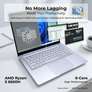 14.1″ AMD Ryzen 5 6600H Windows 11 Business Laptop OEM ODM Customizable Lightweight Portable
