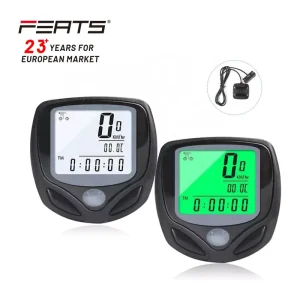 15-Function 1.8-Inch Wired or Wireless Cycling Computer with IPX44 Waterproofing and Stopwatch