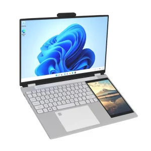 15.6 Inch + 7 Inch Dual-Screen Laptop Celeron N100 SSD RGB Backlit Keyboard Computer for Commercial Use