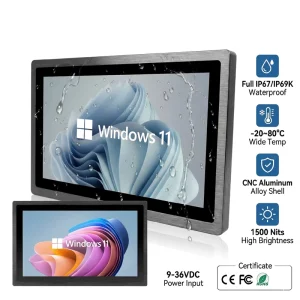 15.6 Inch CNC Aluminum Wall Mounted Capacitive Touch Outdoor High Brightness IP65 66 67 Full Waterproof Industrial Monitor