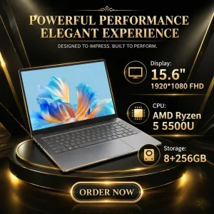 15.6 Inch FHD IPS Laptop AMD Ryzen 5 5500U Windows 11 Notebook for Business and Office Use
