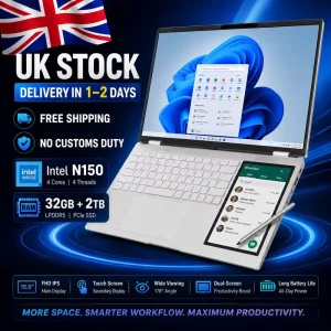 15.6 Inch Intel N150 32GB 2TB Windows 11 Pro Touch Dual-Screen Laptop