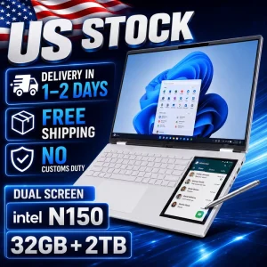 15.6 Inch Intel N150 Laptop 32GB 2TB Windows 11 Pro Touch Dual Screen Student Education