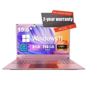 15.6 Inch Pink Laptop IPS Screen *1080 Intel N95 11th Gen Windows 11 DDR4 8GB 256GB SSD Fingerprint Unlock Wireless Features