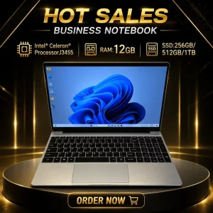 15.6 Inch Slim Laptop Intel J3455 12GB RAM 128GB SSD Wireless IPS Panel Used Gaming Notebook Computer Stock Available