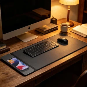 15W Fast Wireless Charging Mouse Pad Multi Function Magnetic Detachable Desktop Mat for Phone Charger Office Computer Desk Pad