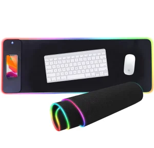 15W RGB Wireless Charging Mouse Pad Custom Printing Large Gaming Mat with Charger Fast Charging