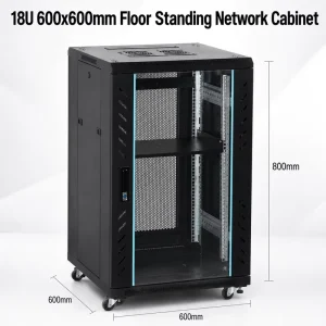 18U 600 x 600mm Floor-Standing 19-Inch SPCC Steel Server Rack with Glass Door
