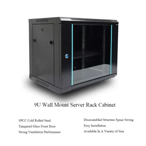 19-Inch 9U Rack Cabinet, 600 x 600mm, with Glass Door