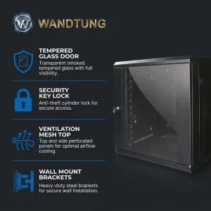 19 Inch Wall-Mount Network Server Cabinet, 4U to 27U, Dustproof