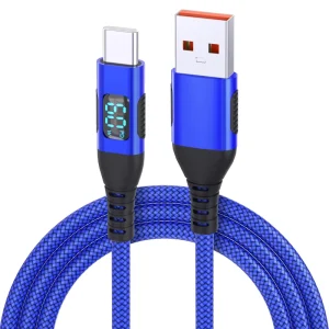 1m 2m 3m Nylon-Braided USB to USB-C LED Digital Display 60W PD Data and Charging Cable