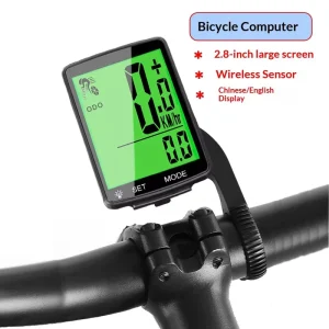 2.8 Inch Waterproof Wireless Bicycle Computer with Backlit Display, Odometer, and ABS Housing