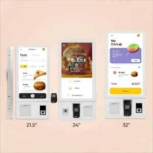 21.5 24 32 Inch Wall Mount POS All-in-One Computer Self-Service Ordering Payment Terminal with Integrated Printer