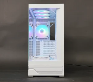 270-Degree Full-View Mid Tower PC Case with USB-C Port, Steel Construction, and Tempered Glass Side Panel