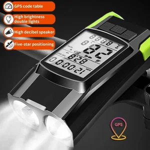 3-in-1 GPS Wireless Bicycle Computer with Speedometer, Headlight, Horn, Waterproof Odometer for MTB and Road Bikes
