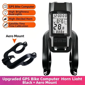 3-in-1 Mountain Bike Headlight Horn and GPS Wireless Bicycle Computer Odometer Speedometer