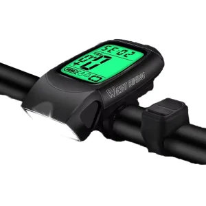 3-in-1 Multifunction Wireless Waterproof Bicycle Computer with Light and Horn Large Screen