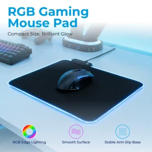 300x250x4mm RGB Gaming Mouse Pad with 3 Lighting Modes Easy Switch Button Water Resistant Small LED Desk Mat Mousepad for Gamer