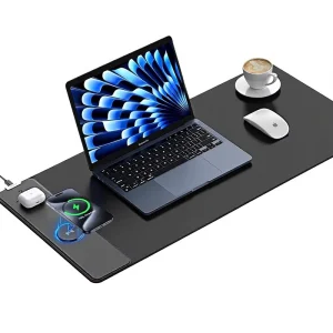 35w Leather Wireless Charging Gaming Mouse Pad Fast Charging Waterproof Ultra Smooth Surface Non Slip Base 31.5×15.8