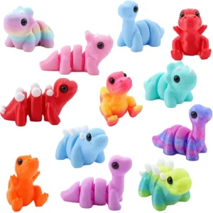 3D-Printed 12 Pcs Glass Dinosaur Animals Set Mini Articulated Flexible Figurines Fidget Toys