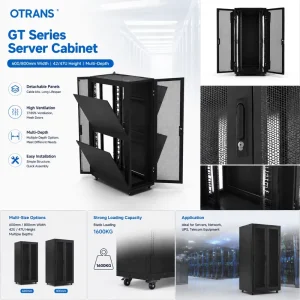 42U 47U Server Cabinet Rack Enclosure, 600 mm 800 mm Width, Multi-Depth Mesh Door