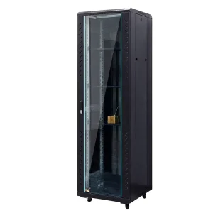 42U Server Racks Tempered Glass Doors 19 Inch Standard Network Cabinet IP20 Protection Cold Rolled Steel Stock Capacities
