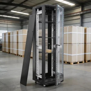 42u 19 Inch Server Rack with Glass mesh Door Cooling Fans Units for Data Center Equipment Network Cabinet