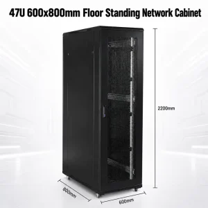 47U 600x800mm Floor Standing Network Cabinet 19 Inch SPCC Steel Server Rack Cabinet Glass Door Custom Data Center OEM ODM Use