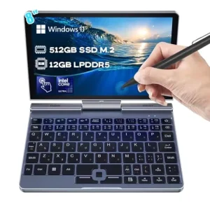 8 Inch Mini Business Laptop IPS Screen Intel N100 Quad Core Processor Windows 10 12GB RAM 2TB Storage Backlit Keyboard 360