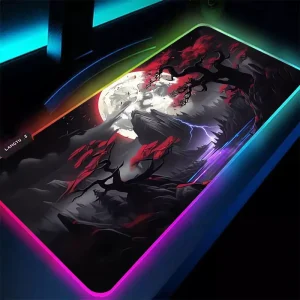 90x40cm LED Mouse Pad N Night scenery Backlight Gamer Gaming Accessories Keyboard Rubber Locking Edge XXL RGB Desk Mat Laptop