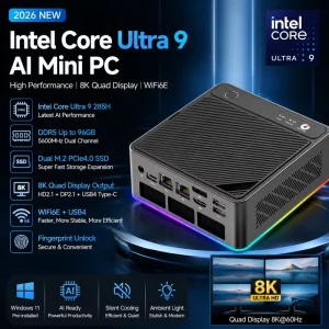 AI Mini PC Intel Core Ultra 9 285H 16 Core DDR5 8K Quad Display USB4 WiFi6E Gaming Desktop AI Computing Workstation