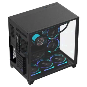 ALSEYE Full Glass Black Color Computer Case 360 Cooler Knight B With 4 Fans Gaming PC Case