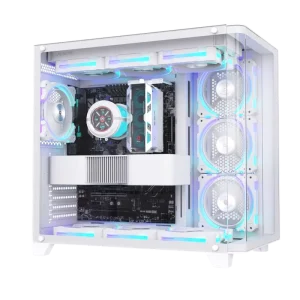 ALSEYE Special Design Computer Case 360 Cooler Ocean 9 W White Color PC Case With 3 Sides Glass Window