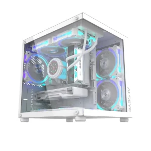ALSEYE Square Shape Computer Case Cube Mini W White Color PC Case With Glass Window