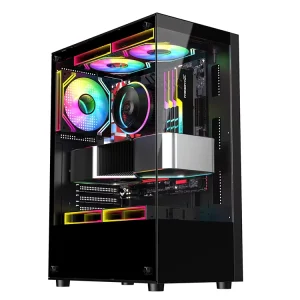 ARGB ATX Dual-Sided Transparent Tempered Glass Mid Tower Gaming PC Case