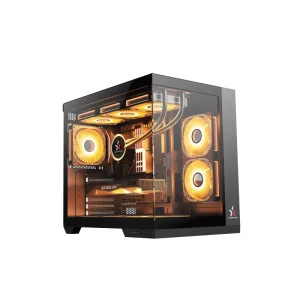 ARGB ATX Mid Tower Aluminum Alloy Cube Computer Case with Tempered Glass