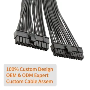 ATX 24-Pin PSU Power Extension Cable Kit with Adapter Copper Core RGB Lighting for Computer and Machine Use