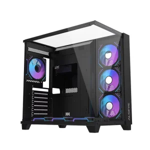 ATX Black Computer Case 360 Cooler Vision Ultra-B with 4 Fans Gaming PC Case