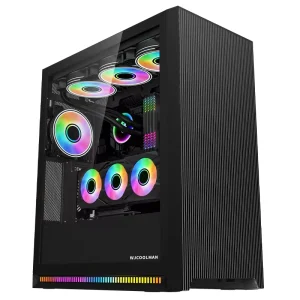 ATX Computer Case, Side Window, Tempered Glass, Gaming PC Cabinet