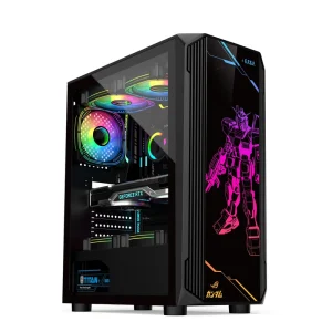 ATX Computer Case for Gaming Chassis Mechwarrior with RGB Fan & CPU Gaming Computer Tower