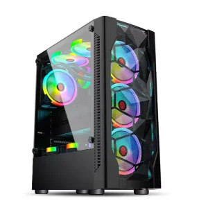 ATX Desktop Gaming PC Case with Glass Side Panel
