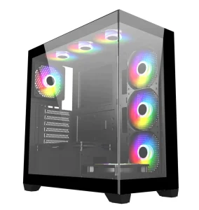 ATX Desktop PC Case Black Glass Side Panel Mid Tower Gaming Computer Case