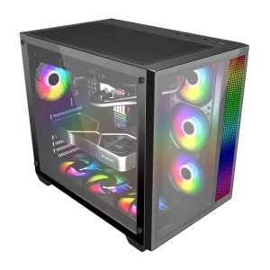 ATX Full Tower Gaming PC Case Tempered Glass RGB Fan Mesh Acrylic MicroATX