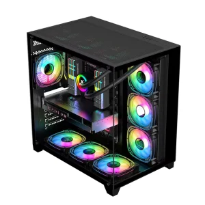 ATX Full-Tower Gaming PC Case with 270° Panoramic Tempered Glass
